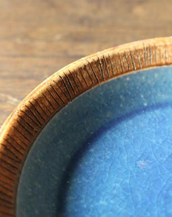 美濃焼 トルコブルー削ぎリムプレートM 透き通る、深い海のように