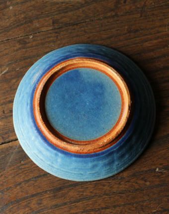 美濃焼 トルコブルー削ぎリムプレートM 透き通る、深い海のように