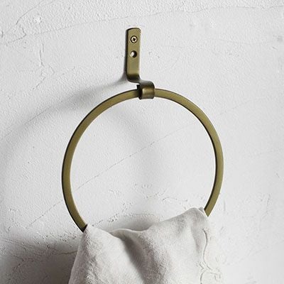 ゴールドタオルハンガー/ラウンド キッチンや洗面所、トイレなど水周り