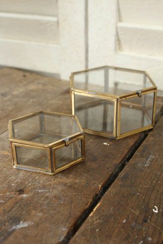 かわいいブラス・ジュエリーケースセット/ヘキサゴン おしゃれな