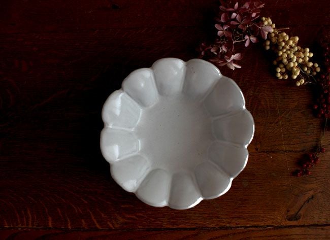 益子焼マーガレット深皿/洋皿 小鉢 花形 手作り わかさま陶芸 若林健吾
