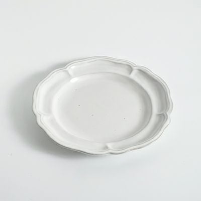 益子焼の輪花皿