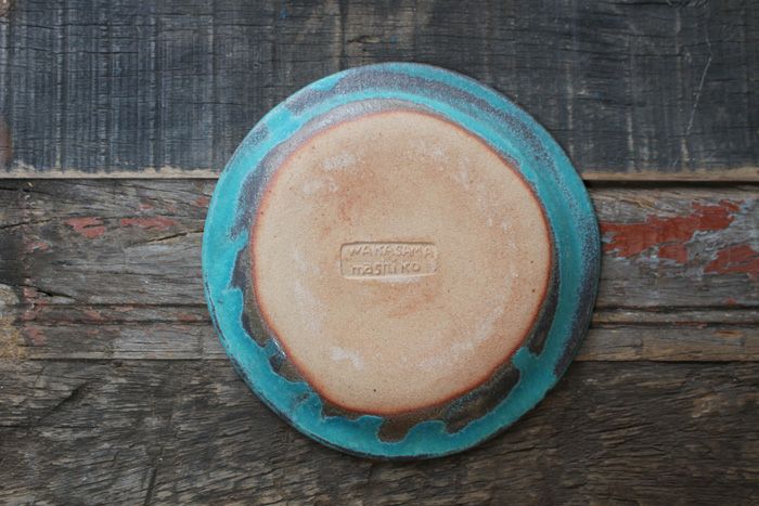 益子焼・シャビーターコイズ丸皿S (16.5cm)/取り皿 ケーキ皿 わかさま