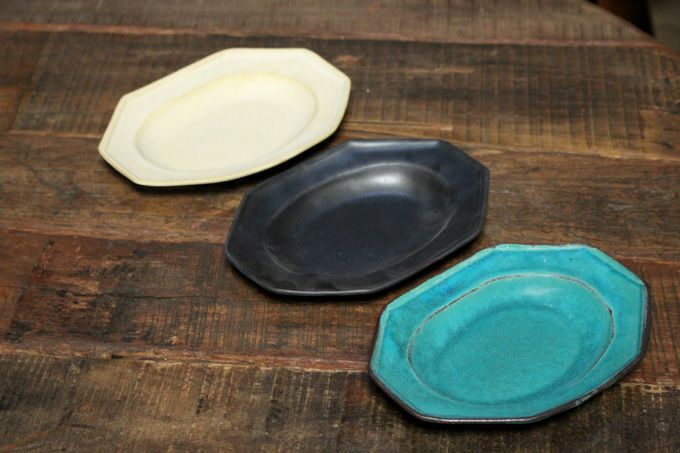 益子焼・やさしいうつわ オクトゴナル/八角形皿 取皿 3色展開 わか