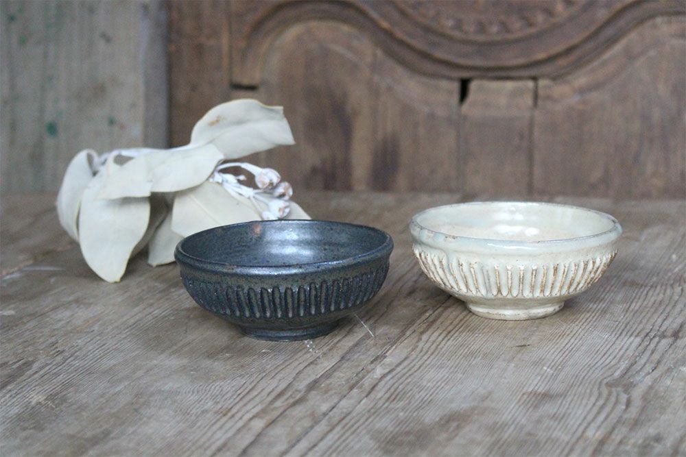 笠間焼【益子淳一】・しのぎ小鉢/作家のうつわ 2色展開 小皿 和食器