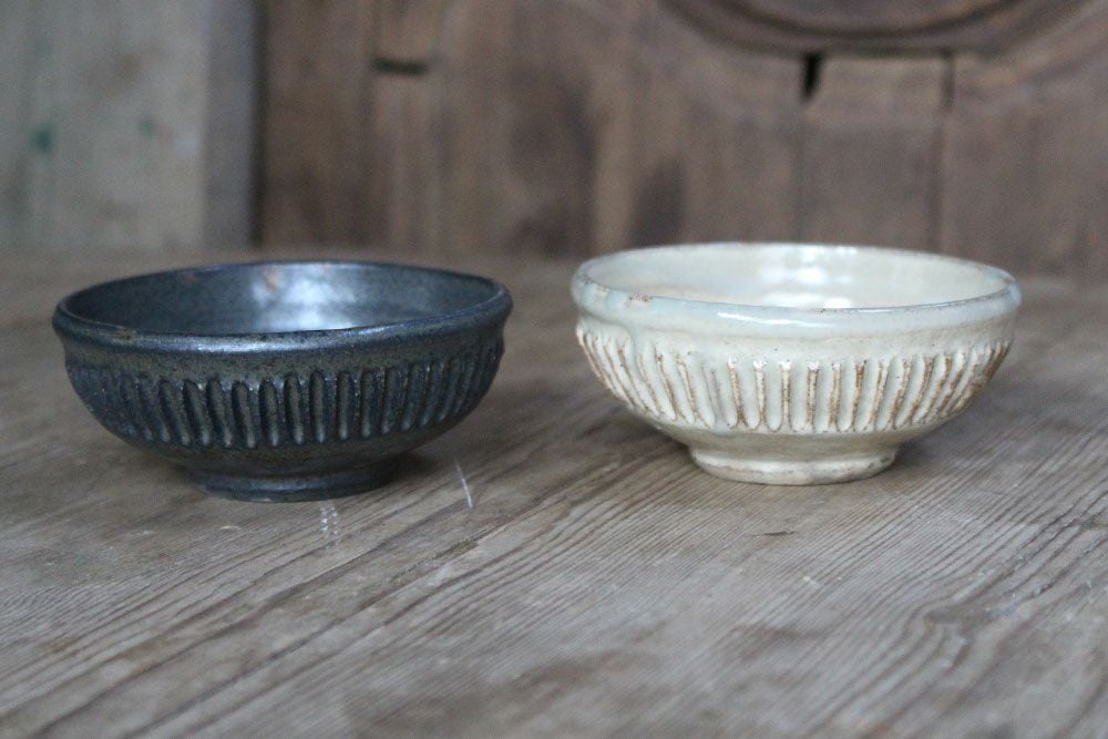 笠間焼【益子淳一】・しのぎ小鉢/作家のうつわ 2色展開 小皿 和食器
