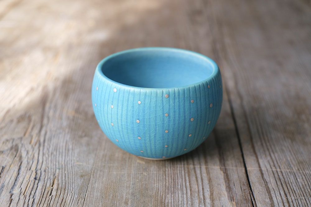 笠間焼【飯沼耕市】・色彩碧釉・汲出し/作家のうつわ 湯呑み お猪口 の