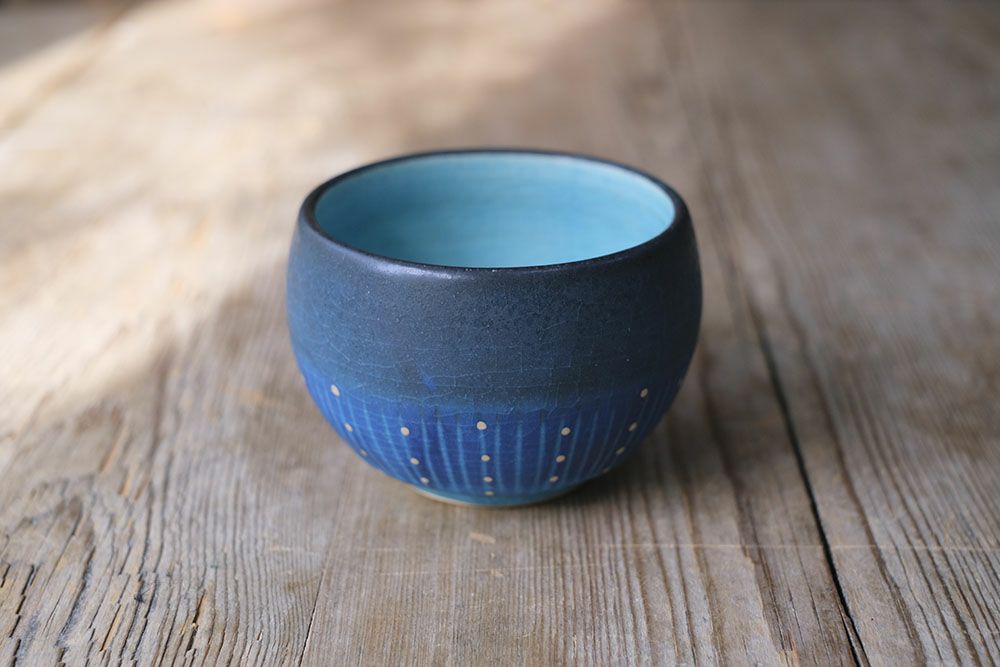 笠間焼【飯沼耕市】・色彩碧釉・汲出し/作家のうつわ 湯呑み お猪口 の
