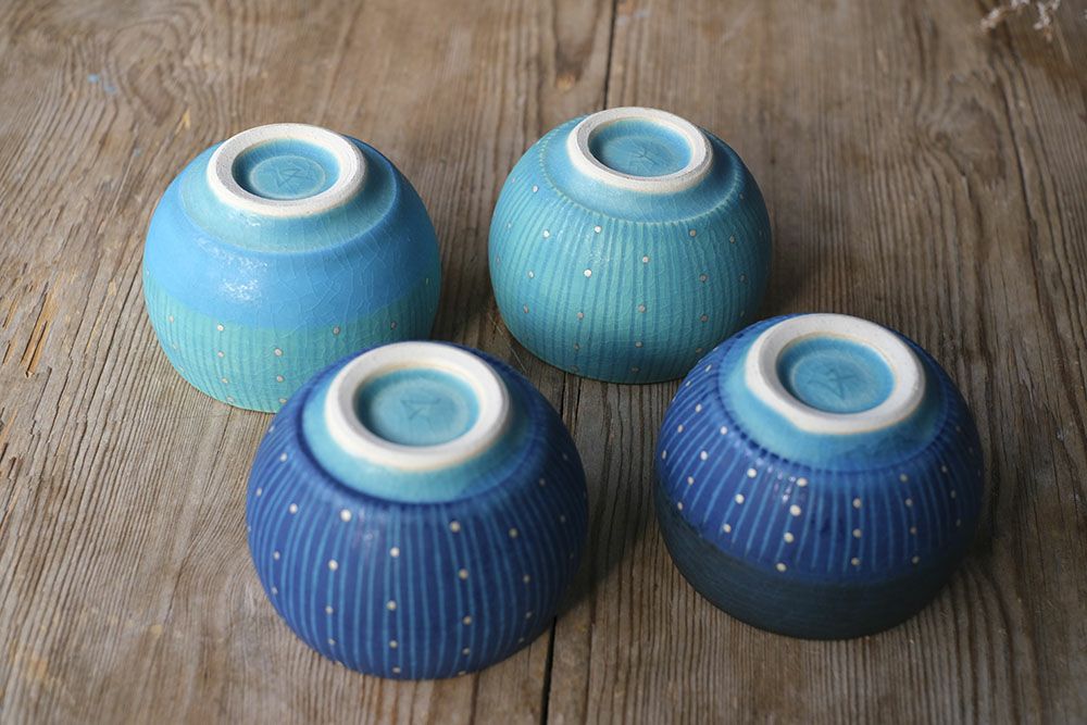 笠間焼【飯沼耕市】・色彩碧釉・汲出し/作家のうつわ 湯呑み お猪口 の