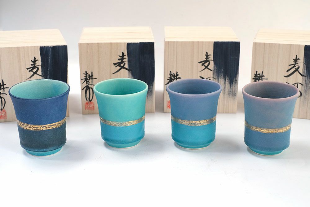 笠間焼【飯沼耕市】・色彩碧釉・麦酒碗/作家のうつわ ビアカップ