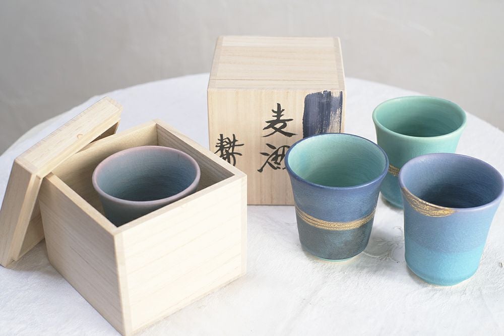 笠間焼【飯沼耕市】・色彩碧釉・麦酒碗/作家のうつわ ビアカップ