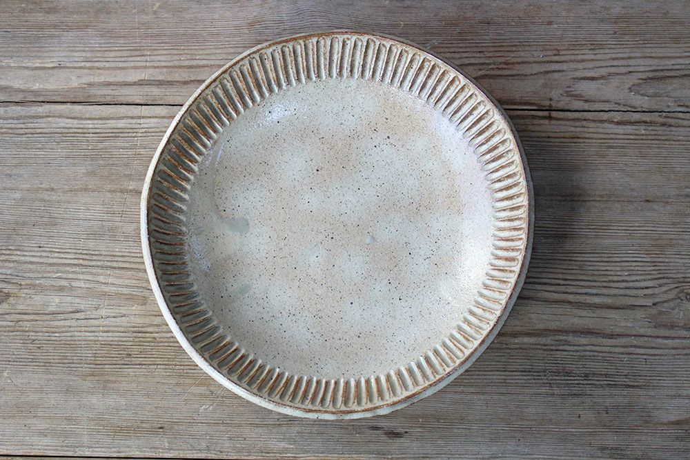 笠間焼【益子淳一】しのぎ8.5寸鉢/作家のうつわ 大皿25cm 和食器 の