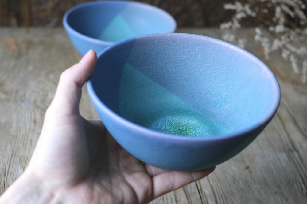 笠間焼【飯沼耕市】色彩碧釉 中鉢/作家のうつわ 丼ぶり 小丼 和食器 の