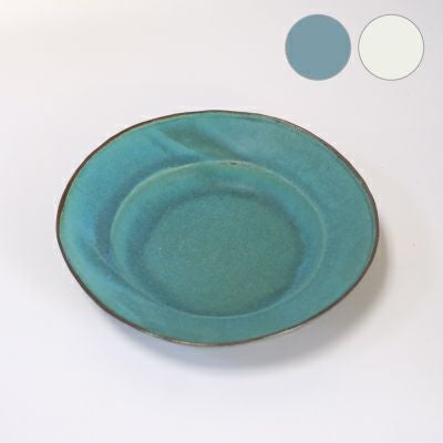 益子焼・やさしいうつわ リム皿（大）/きなり・ターコイズ2色展開 深