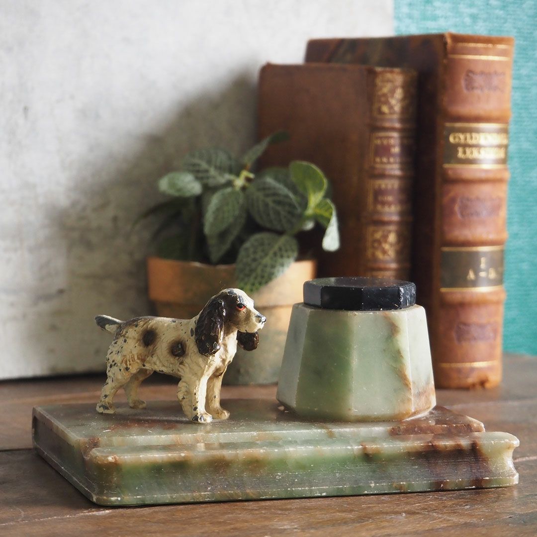 アンティーク 大理石 犬オブジェ イギリス