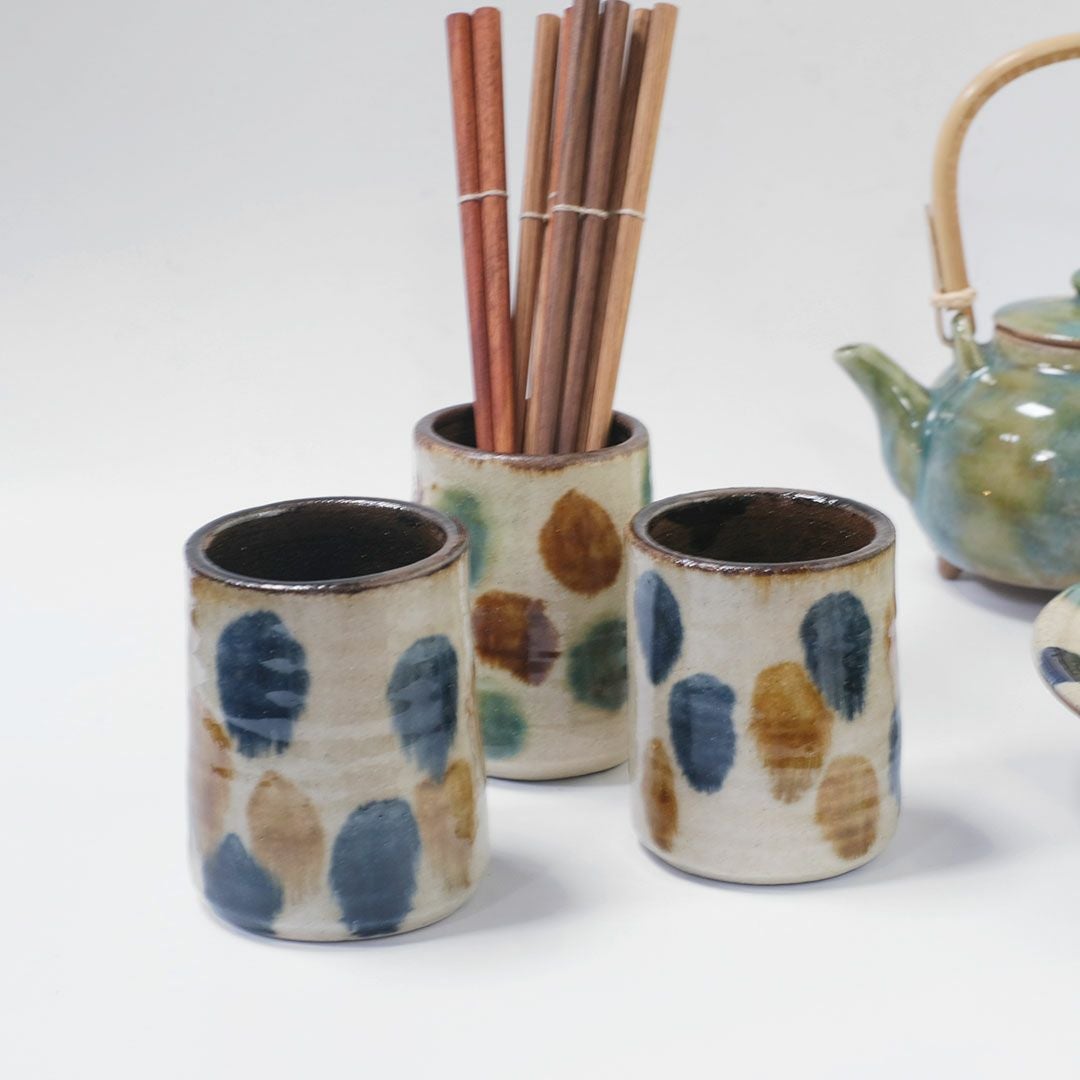 やちむん 沖縄 松田共司 筒 点打ち 読谷村北窯 一点物 の通販