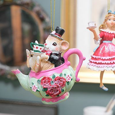 海外ディズニー購入　不思議の国のアリス ティーポット クリスマス オーナメント クリスマスオーナメント・ポット＆マウスの通販インテリアショップMALTO