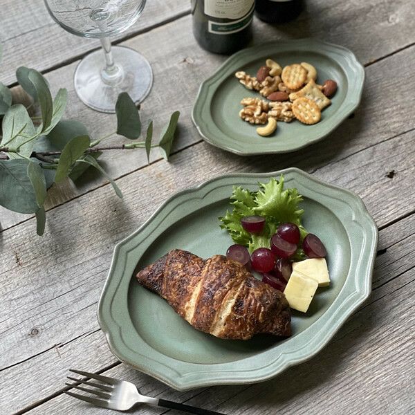 美濃焼 蚤の市プレート オトンヌ 中皿 24cm おしゃれなカフェ風色合い