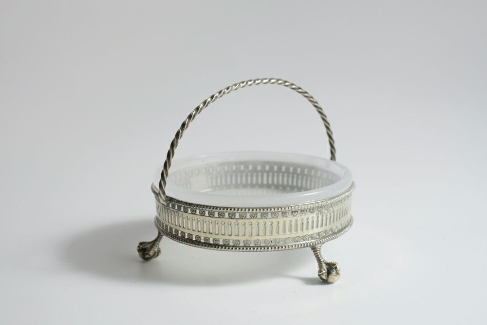 アンティーク チョコレート トレイガラスと銀