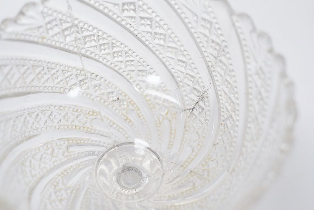 アンティーク ガラスパンチボウル模様