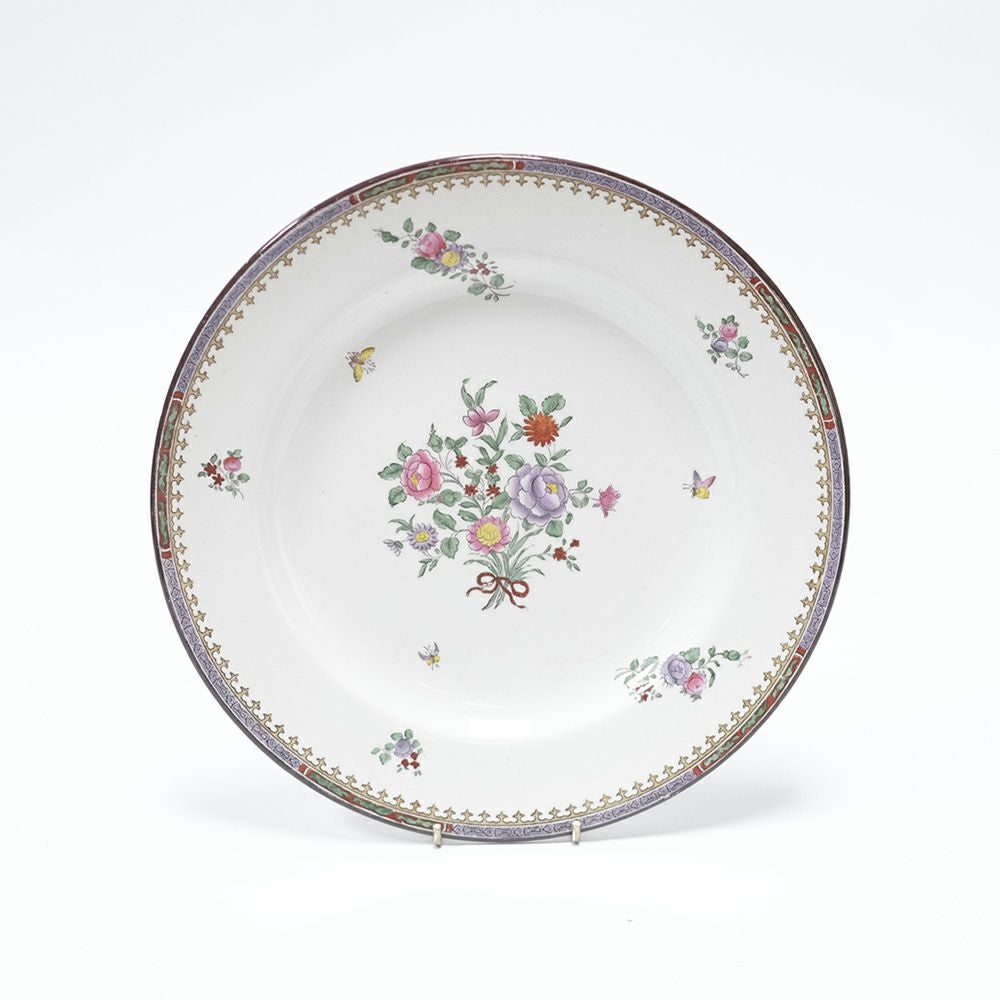 アンティークプレート SPODE COPELAND 花と蝶/Lサイズ ボーンチャイナ