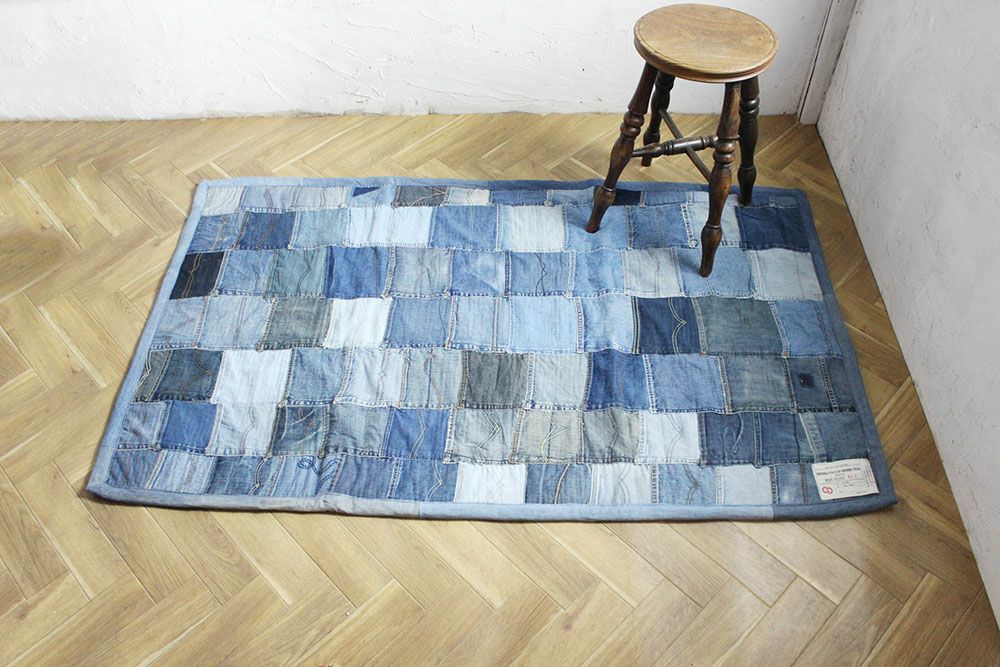 デニムのパッチワークラグマット90x150cmの通販インテリアショップ