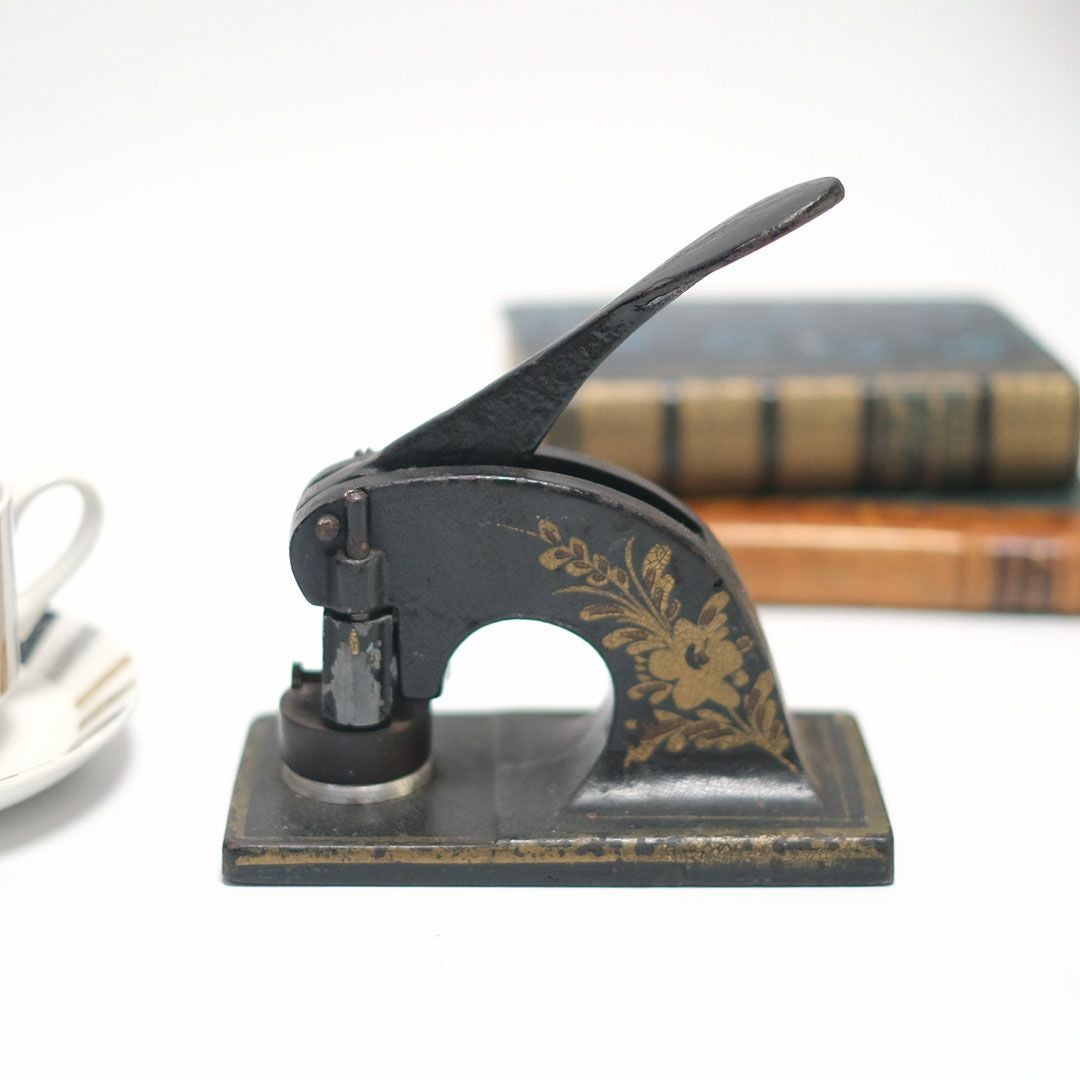 アンティーク エンボッサー エンボススタンプ イギリス 文房具 花模様