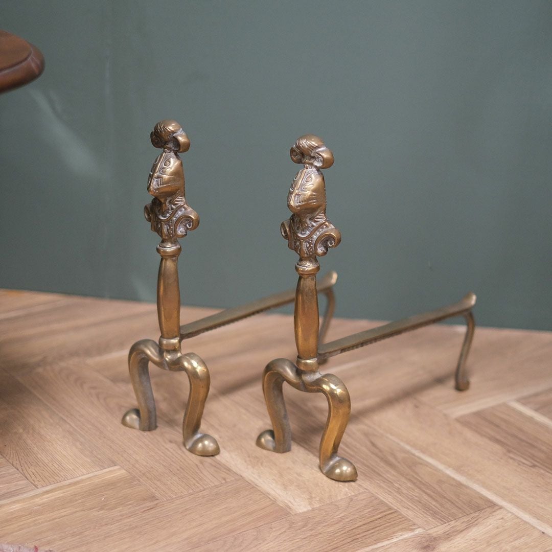 アンティーク真鍮製アンディロン ブラスファイヤードッグ 暖炉の薪のせ