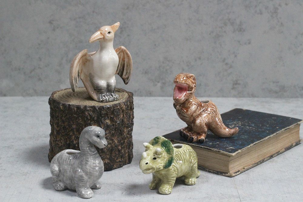 かわいい陶器のダイナソーマルチベース 歯ブラシ立て 一輪挿し