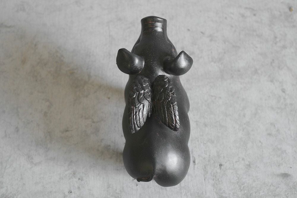 フライングピッグオブジェ 翼の生えたブタ アンティーク調の置物4