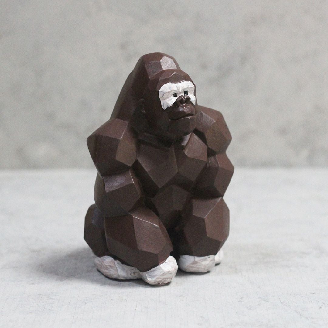 かわいいSUORA MONEY BANK(マネーバンク) 貯金箱 ゴリラ 木目調の
