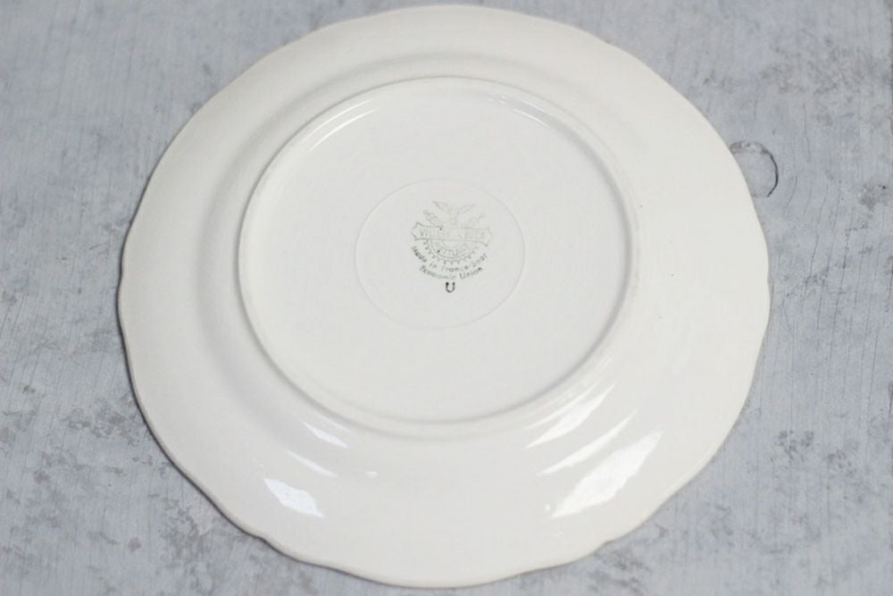 アンティーク皿 フラワーリムプレート 白 花リム皿 Villeroy & Boch