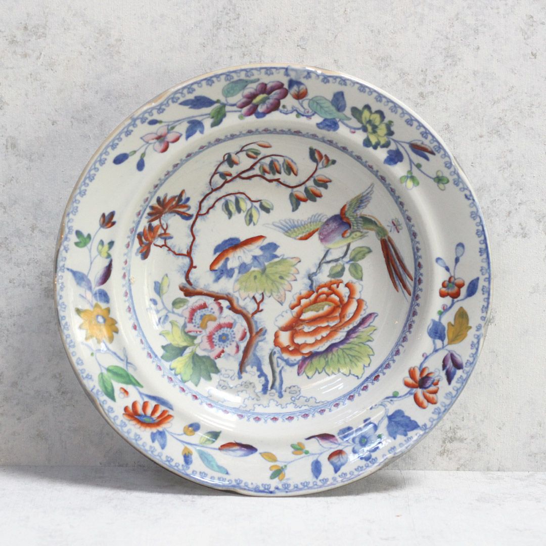 アンティークプレート Davenport イギリス シノワズリ 深皿 ボーン