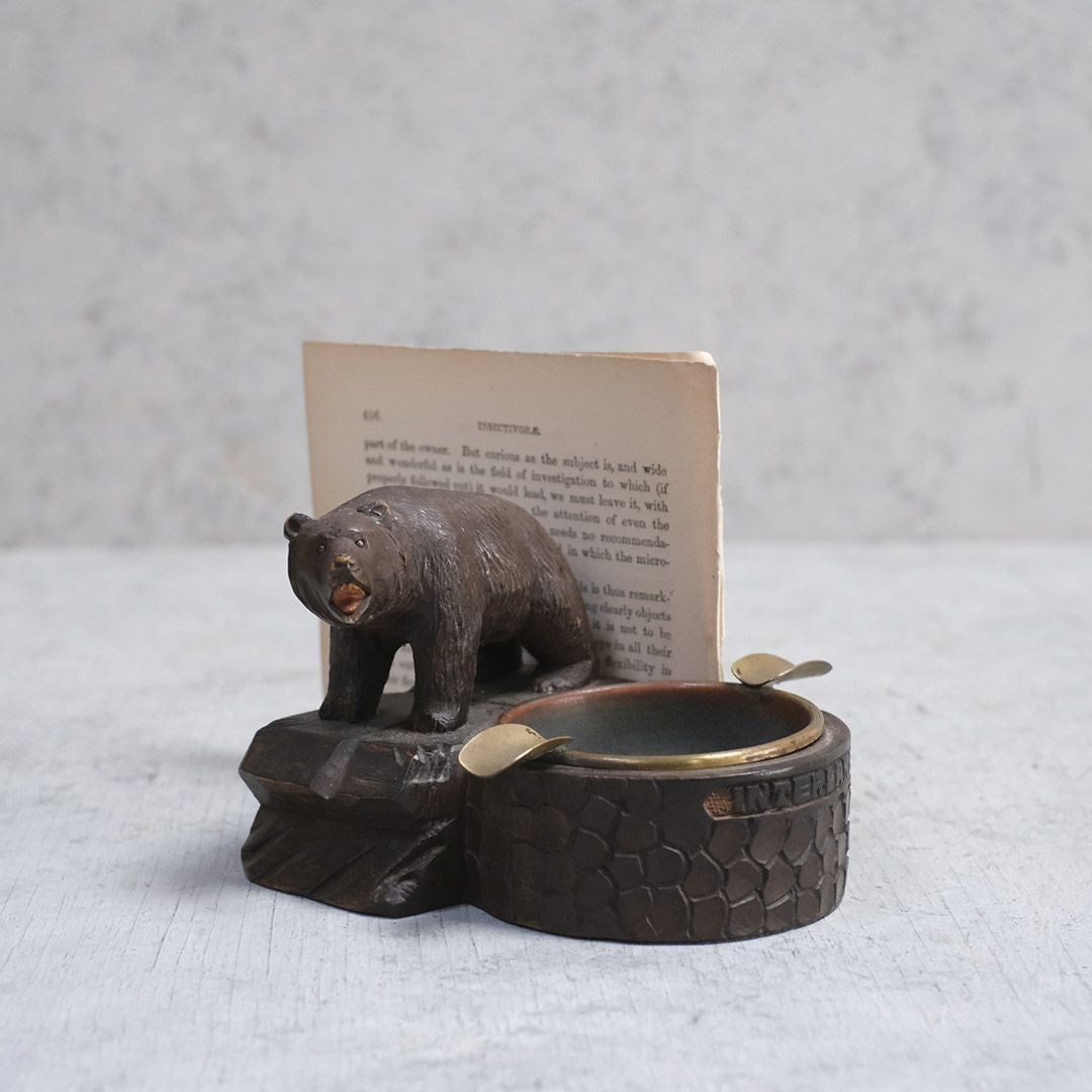 アンティーク木彫り熊灰皿 スイス 小物入れ1