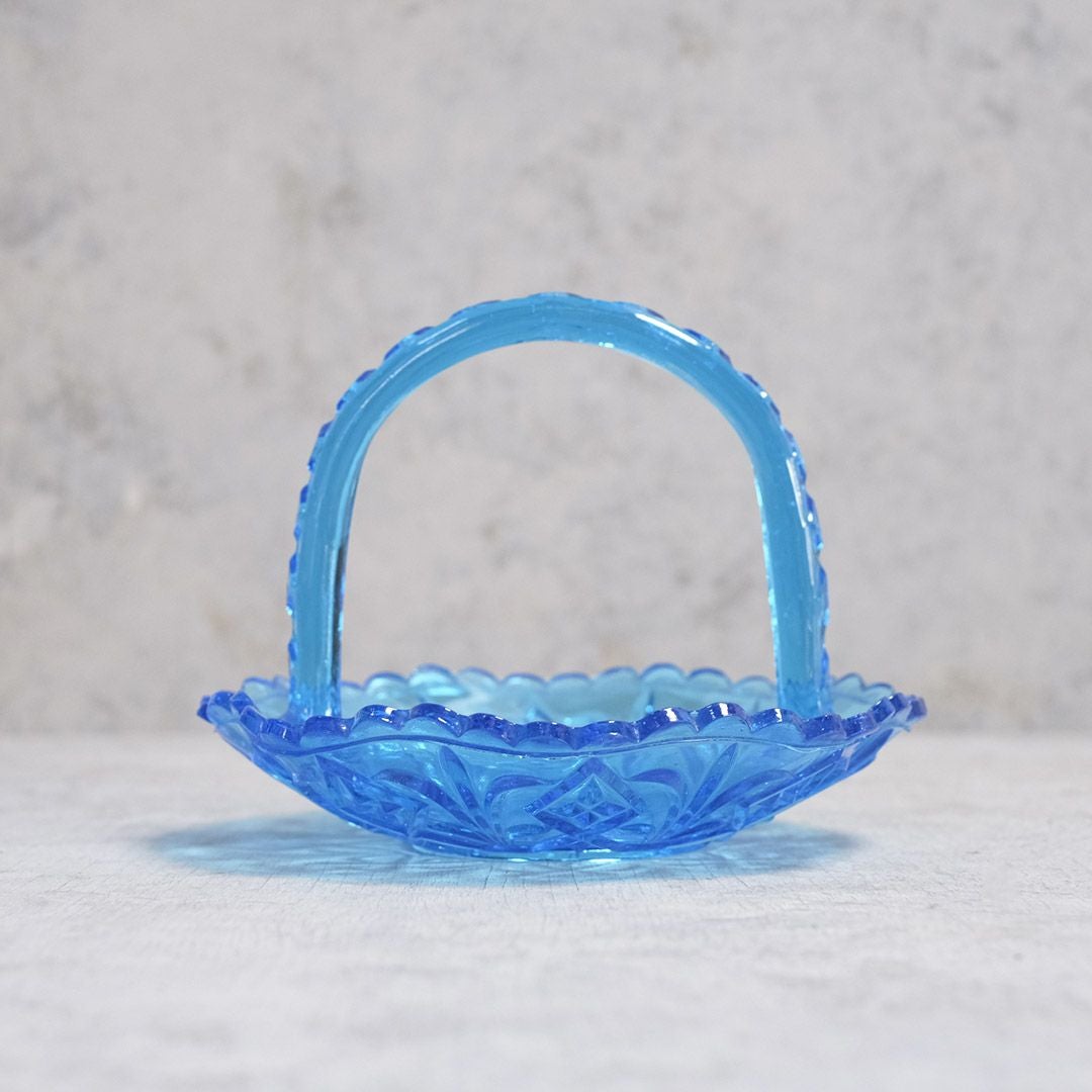 アンティーク ブルーガラスハンドルプレート青2