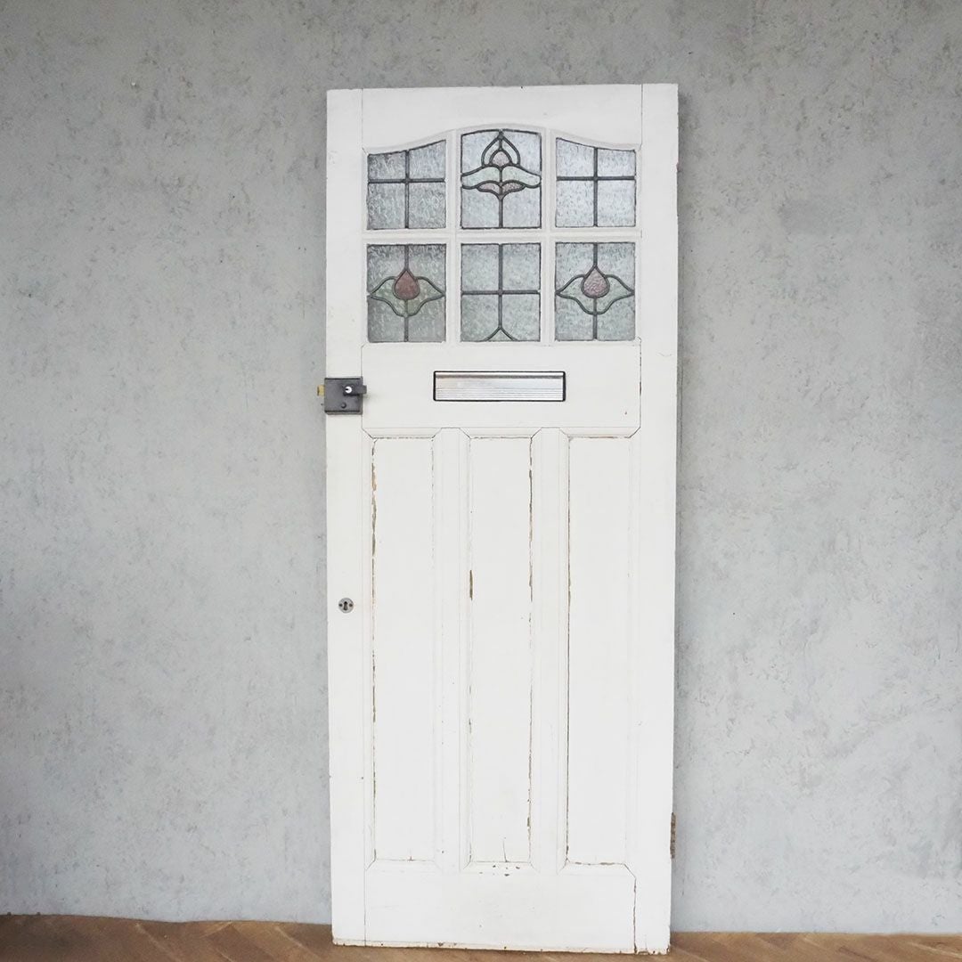 アンティークドア ステンドグラス イギリス 建具 ホワイト ブラック