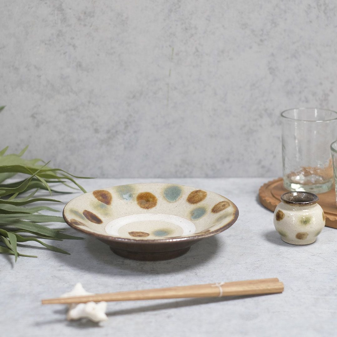 やちむん 沖縄 宮城正享 皿 22cm 青点打ち 読谷村北窯 一点物 の通販