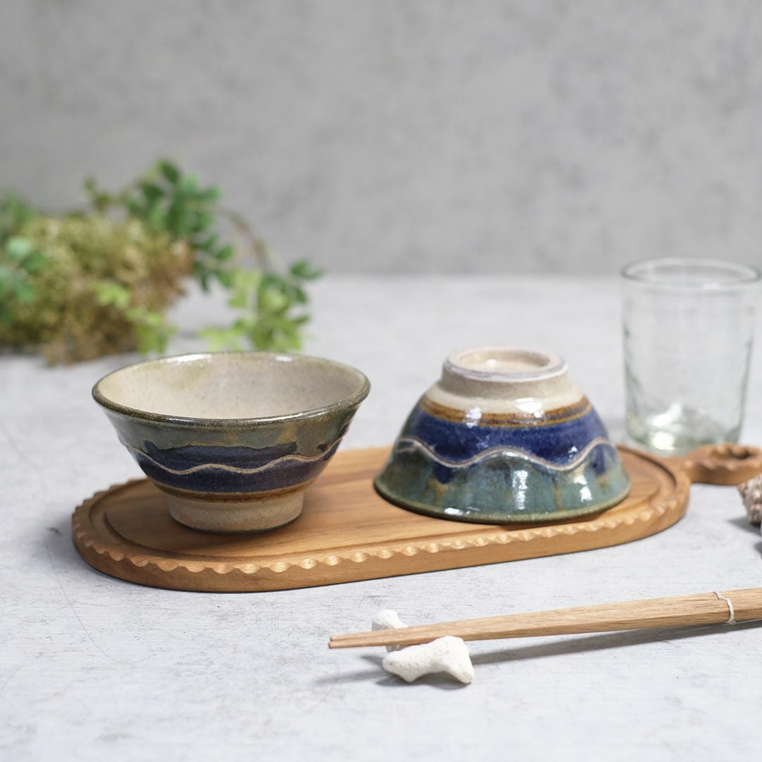 やちむん 沖縄 宮城正享 飯碗 茶碗 青 読谷村北窯 一点物 の通販