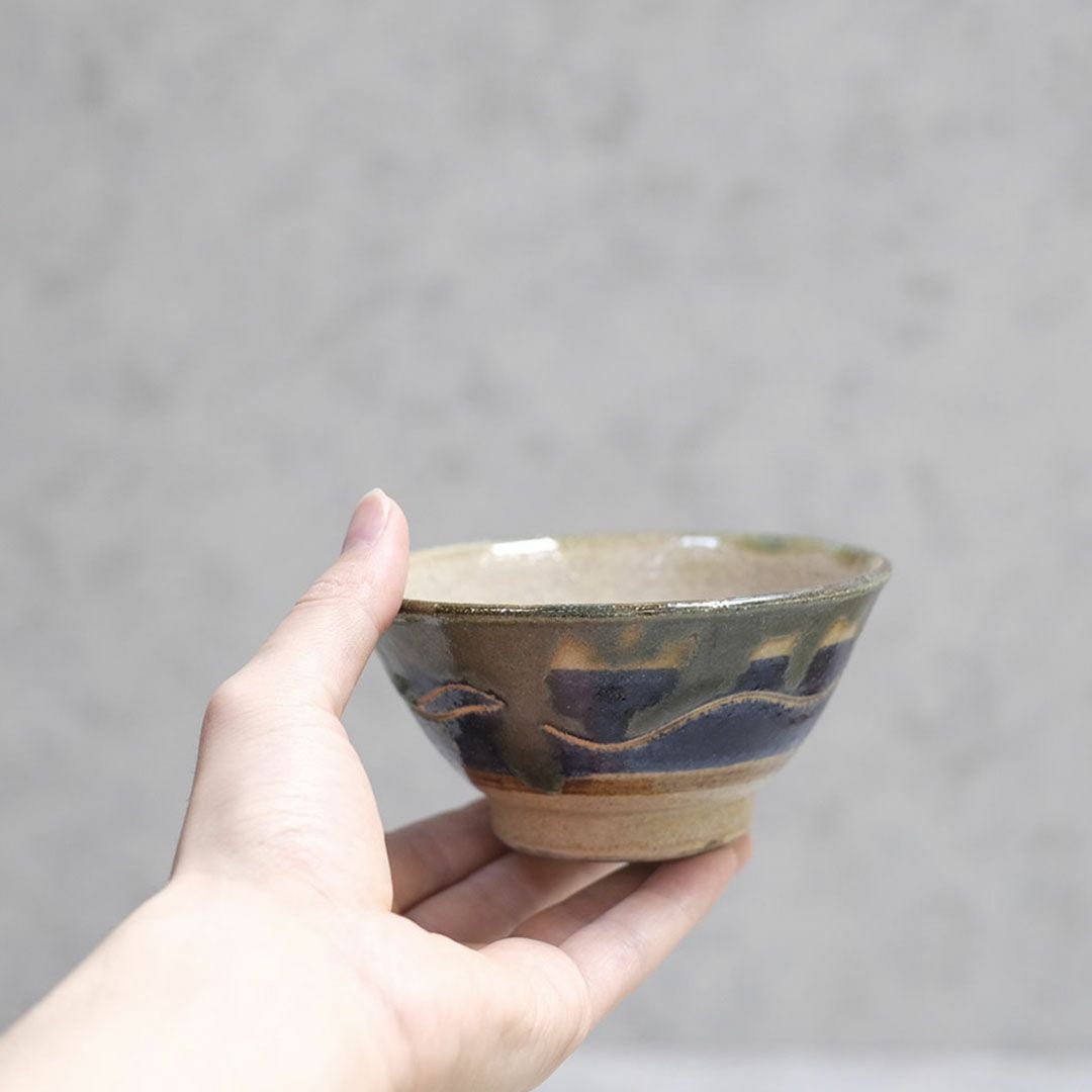 やちむん 沖縄 宮城正享 飯碗 茶碗 青 読谷村北窯 一点物 の通販