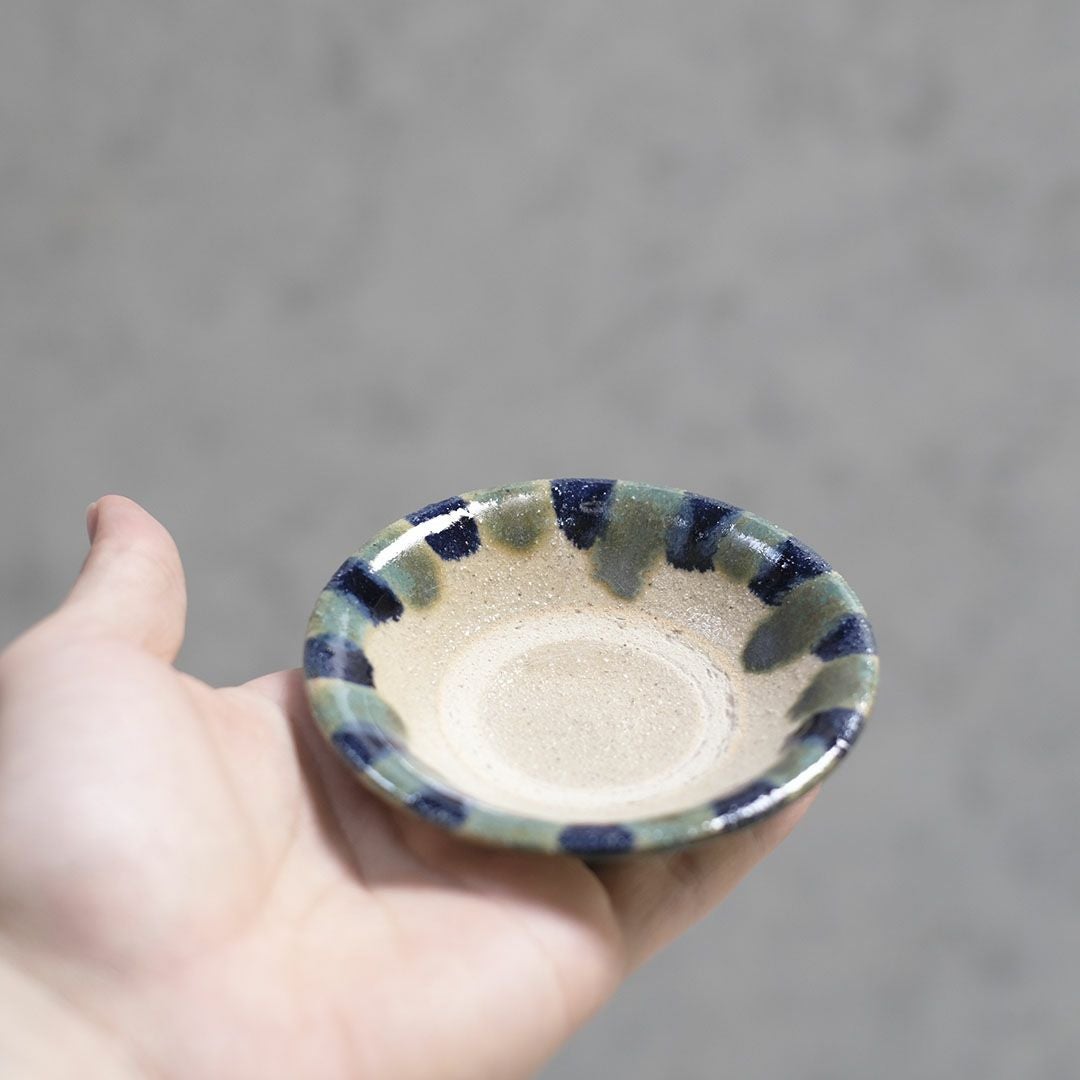 やちむん 沖縄 宮城正享 豆皿B 青 ライン 読谷村北窯 小皿 の通販