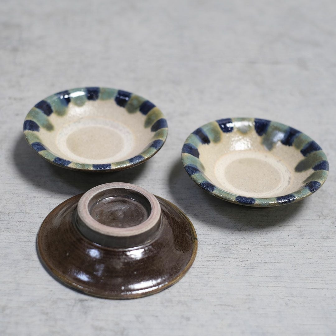 やちむん 沖縄 宮城正享 豆皿B 青 ライン 読谷村北窯 小皿 の通販