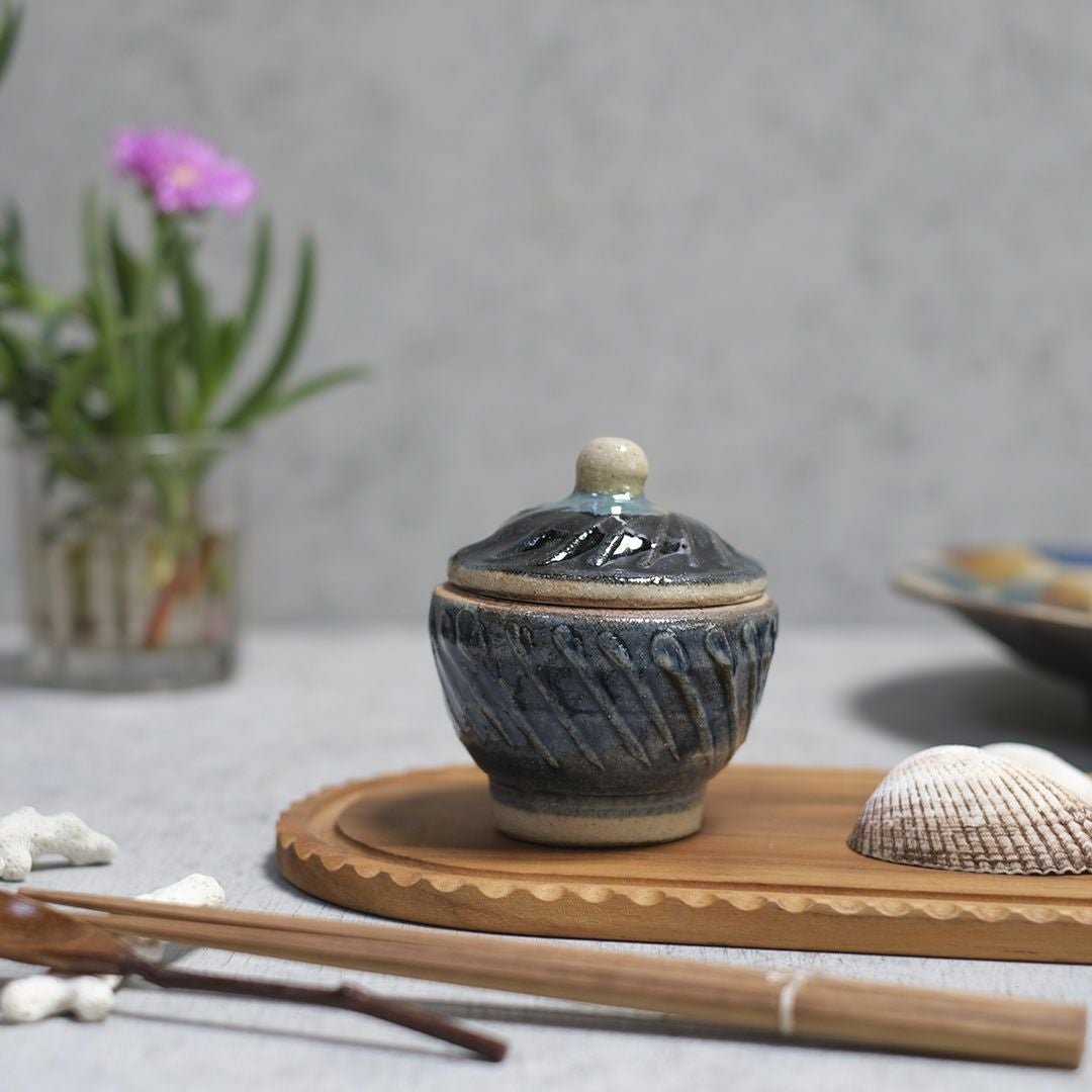 やちむん 沖縄 宮城正享 タラフー イッチン コバルト 読谷村北窯 登り