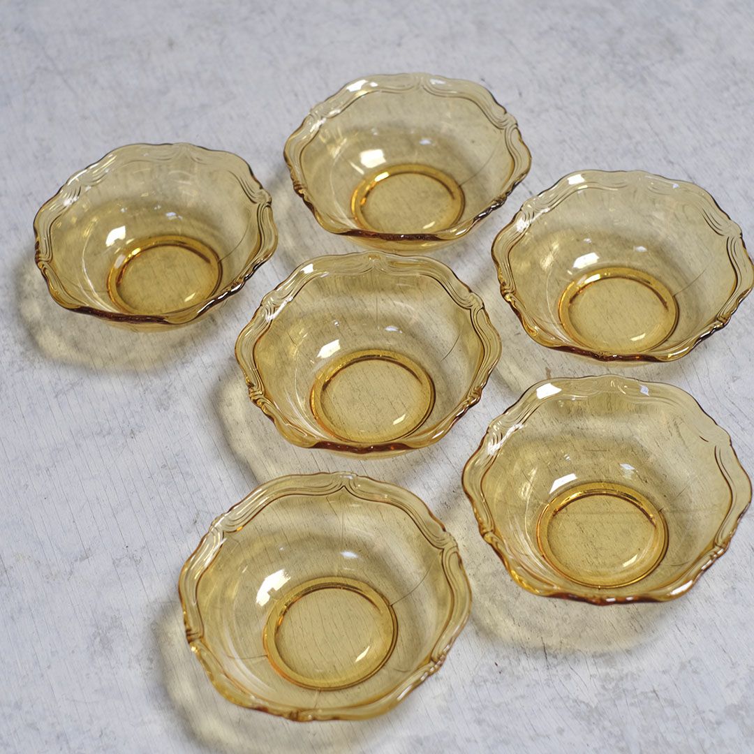 ヴィンテージ サービンググラスボウルセットB アンバー イギリス ミッドセンチュリー