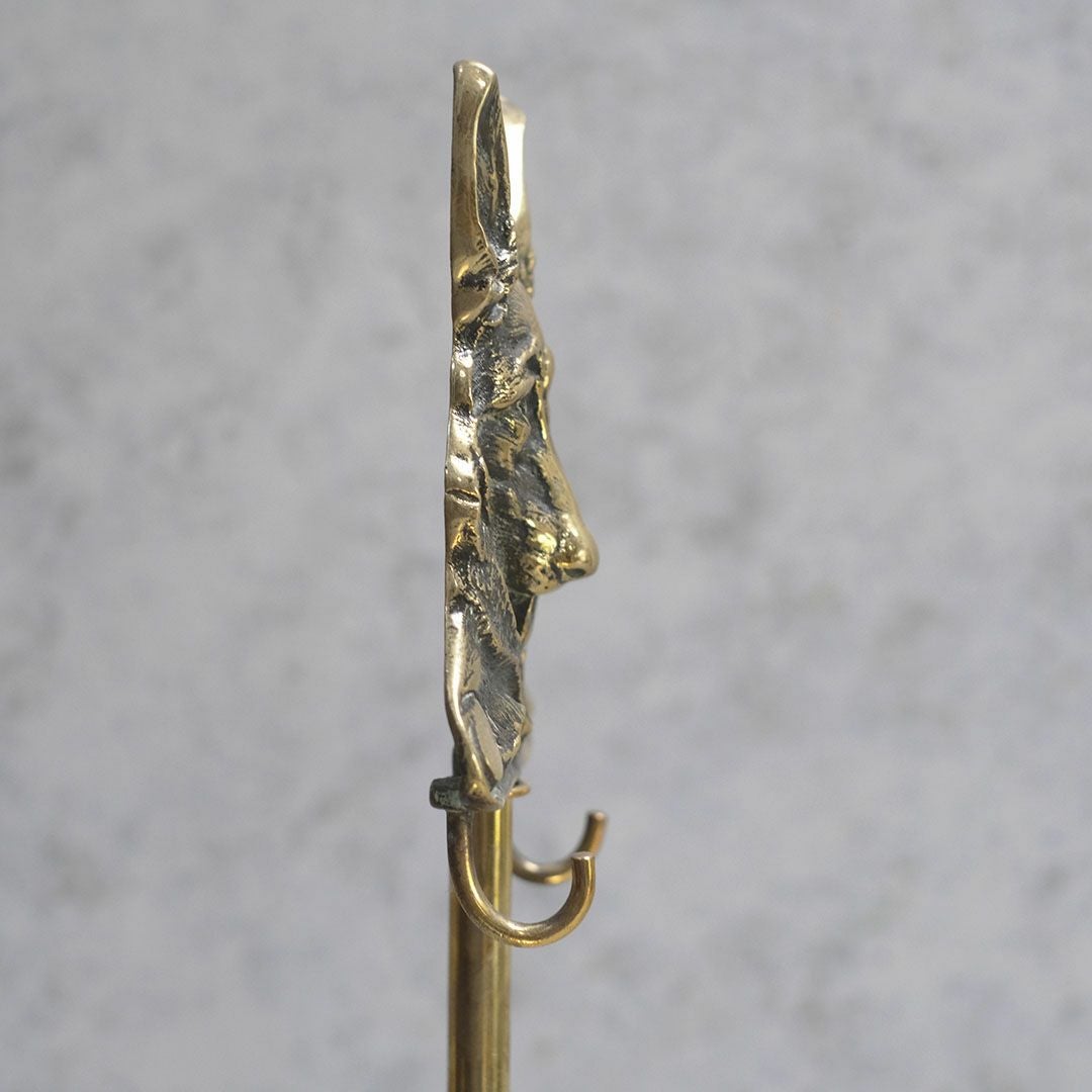 アンティーク ブラスファイヤープレイスツールセット 暖炉道具 ストーブツール 真鍮 犬モチーフ