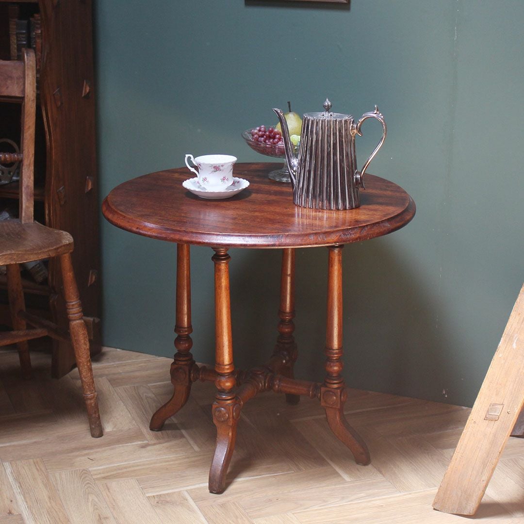 アンティーク マホガニー コーヒーテーブル フランス 丸天板ロー