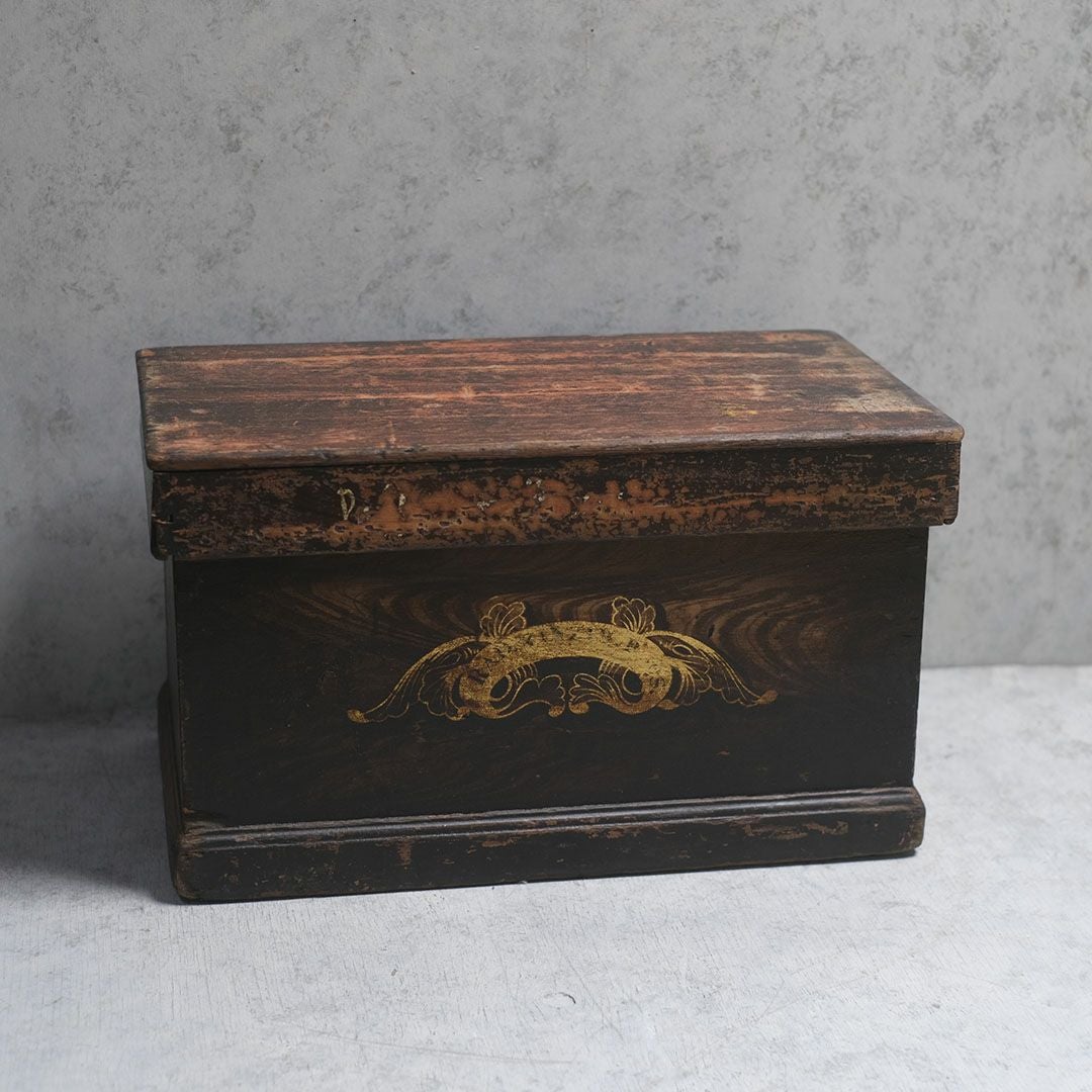 HOLD）アンティーク パインウッドボックス 蓋付き木箱/アンティーク