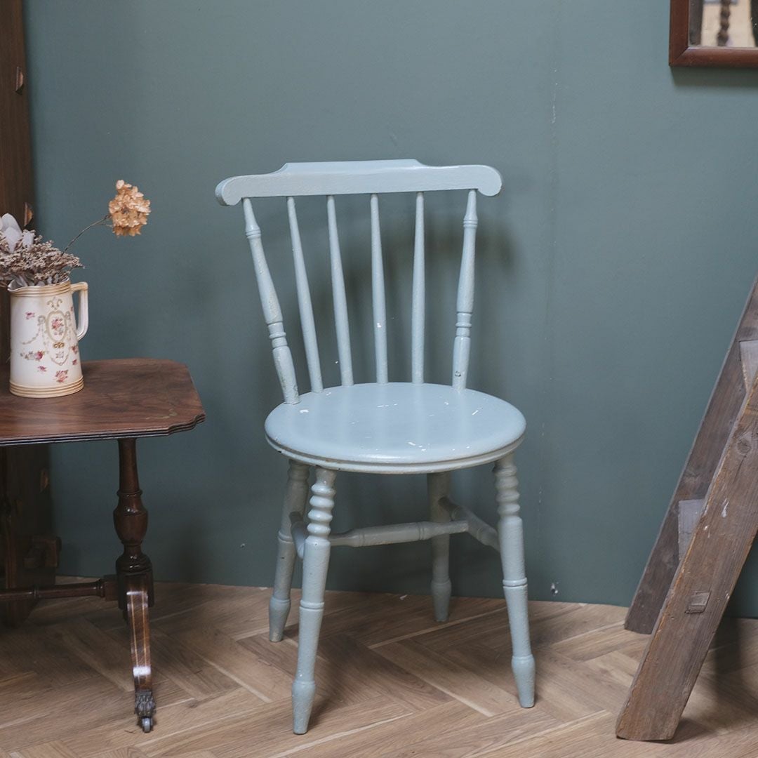 アンティーク ペイントキッチンチェアB 青緑ペイント椅子/アンティーク
