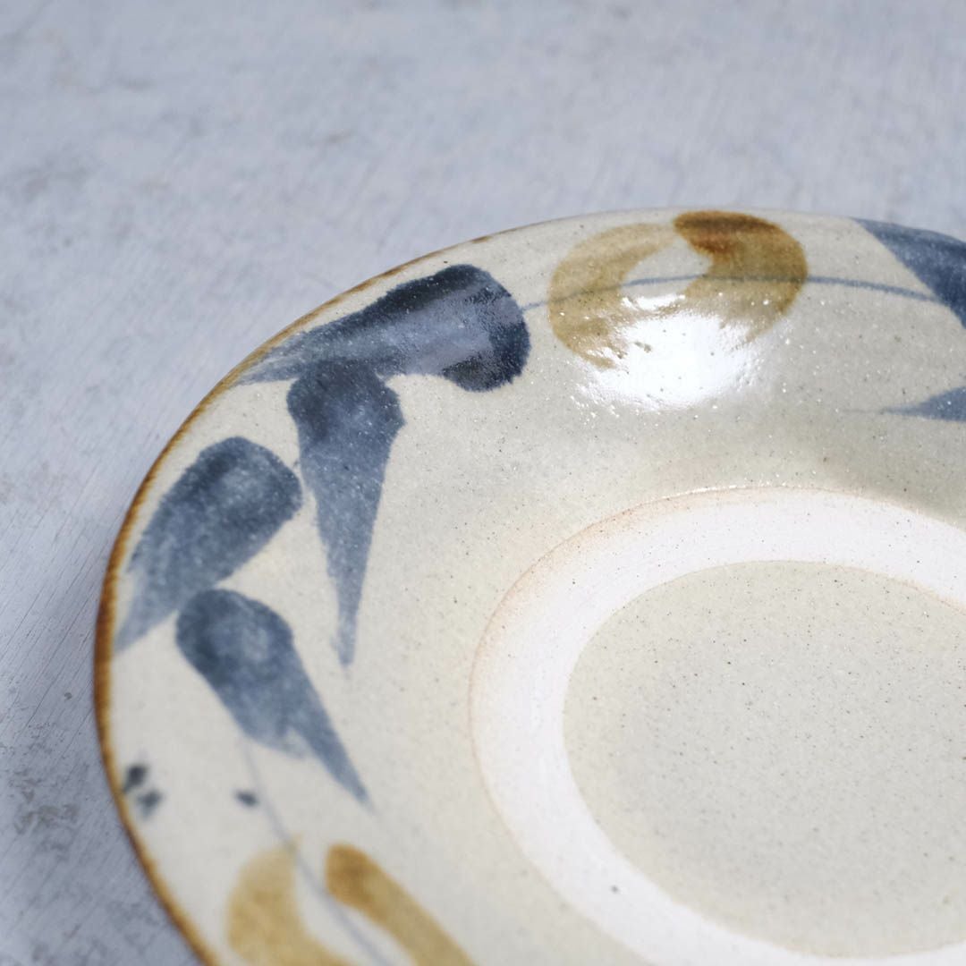 やちむん 唐草 8.5寸大皿 沖縄 松田共司 読谷村北窯 一点物 登り窯 の