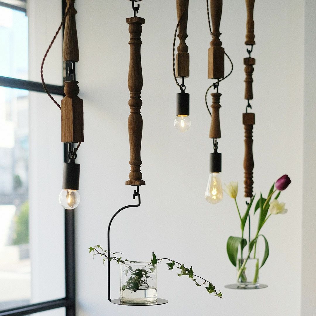 古材のウッドスピンドルペンダントライト S(電球別売り)の通販MALTO