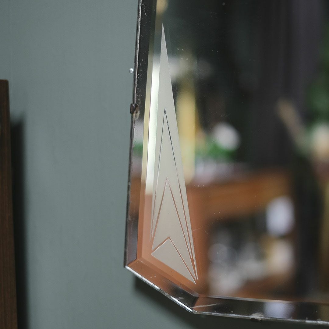 アンティーク カッティングミラー イギリス 面取りされた壁掛け鏡